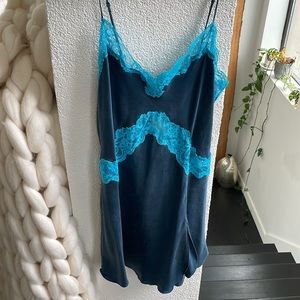 Vintage Victoria’s Secret Aqua and Navy Slip Dress